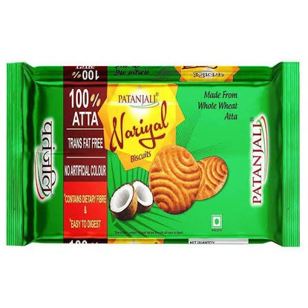 Patanjali Whole Wheat Nariyal Biscuit - 204 g
