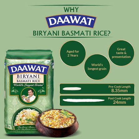 Daawat Biryani Rice ( Extra Long Grain ) 500g