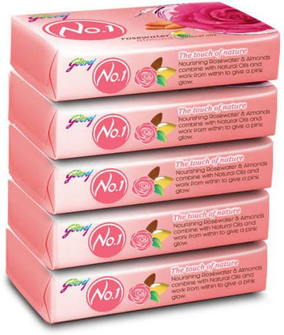 Godrej No.1 Rosewater & Almonds Soap – 4 × 100 g