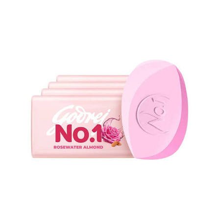Godrej No.1 Rosewater & Almonds Soap – 4 × 100 g
