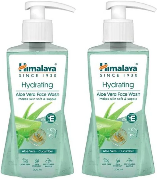 Himalaya Moisturising Aloe Vera Face Wash – Pack of 2 (2 × 200 ml)